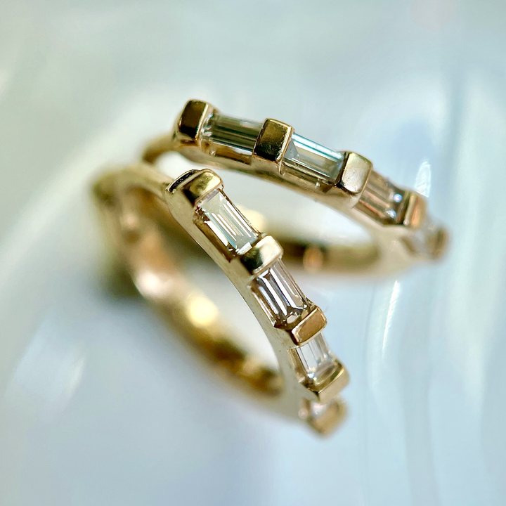 Diamond Baguette Huggie Earrings