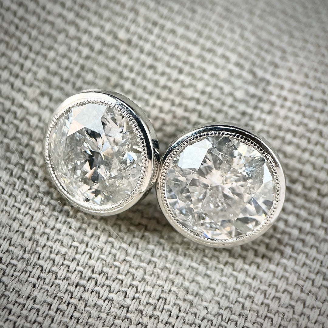 Natural Diamond Platinum Stud Earrings