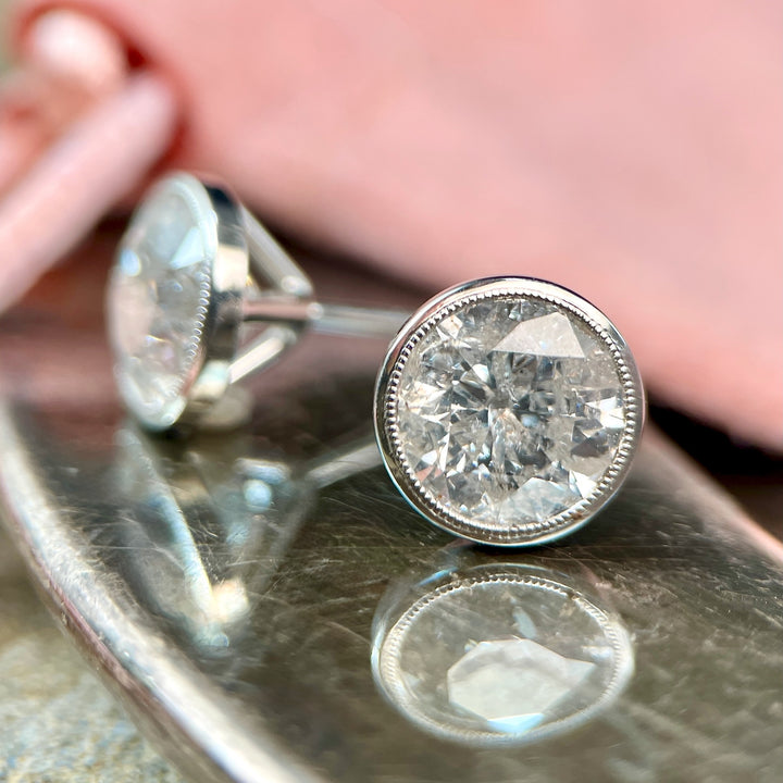 Natural Diamond Platinum Stud Earrings