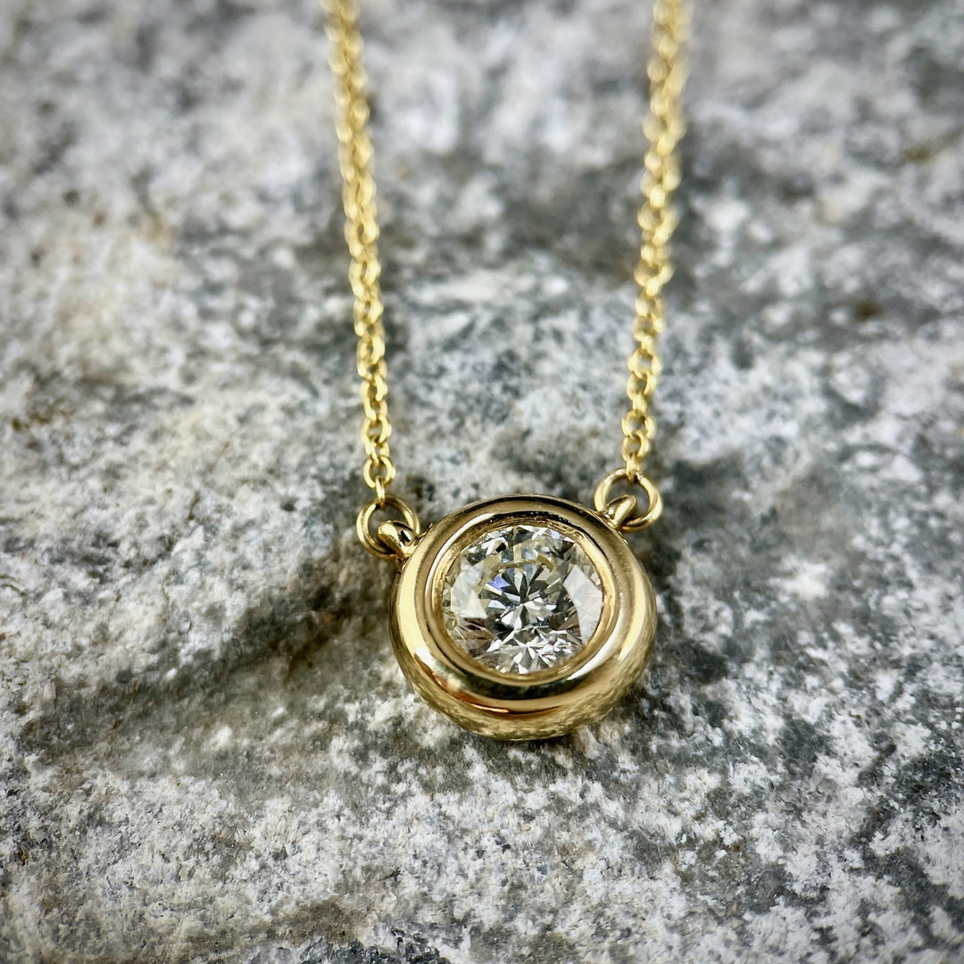 14K Yellow Gold Diamond Bezel Pendant