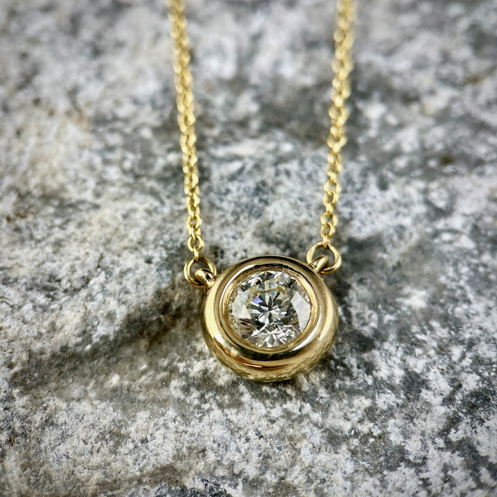 14K Yellow Gold Diamond Bezel Pendant