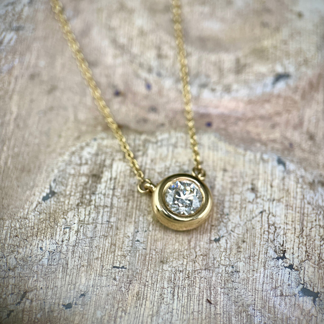 14K Yellow Gold Diamond Bezel Pendant