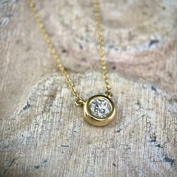 14K Yellow Gold Diamond Bezel Pendant