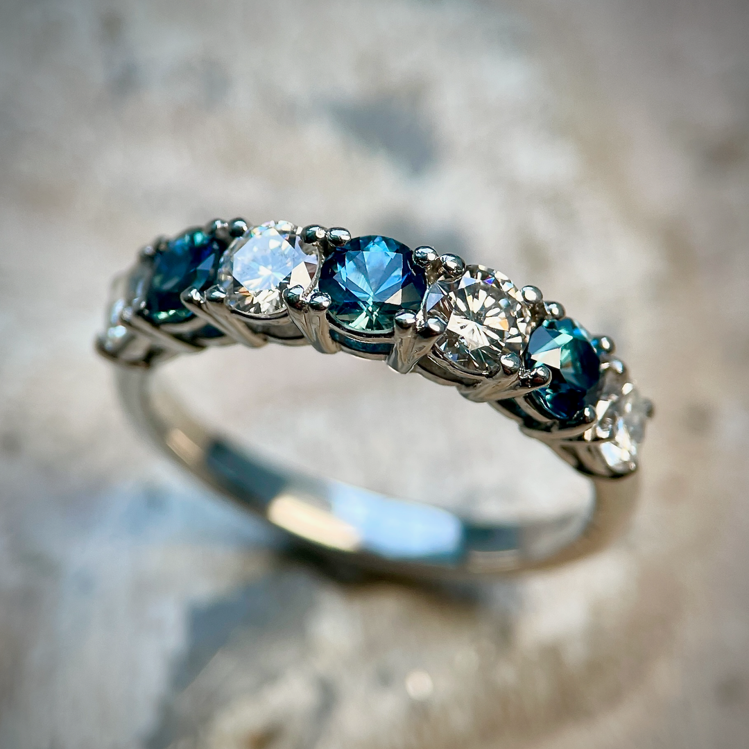 Prong Set Sapphire and Diamond Band- SOLD
