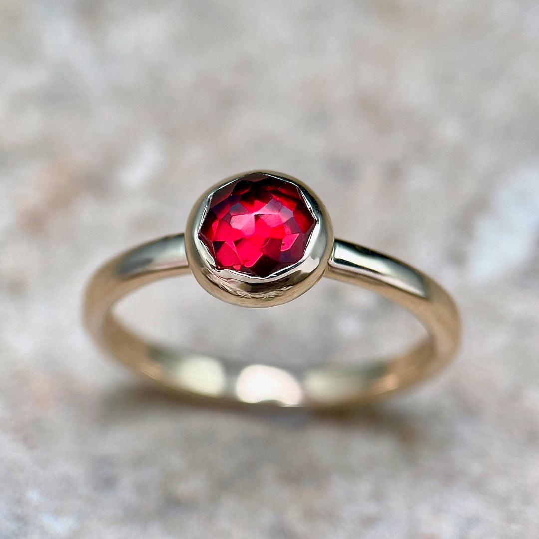 Rose Cut Garnet Bezel Ring