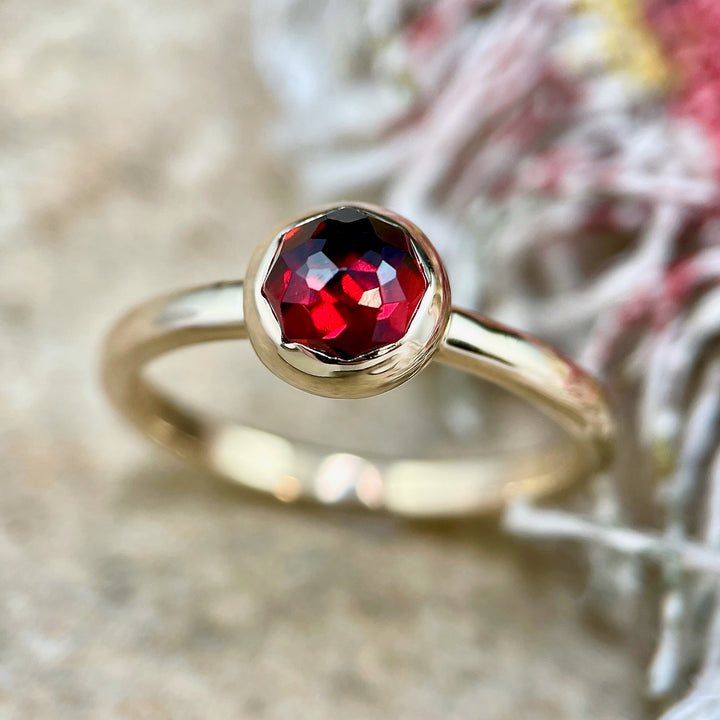 Rose Cut Garnet Bezel Ring