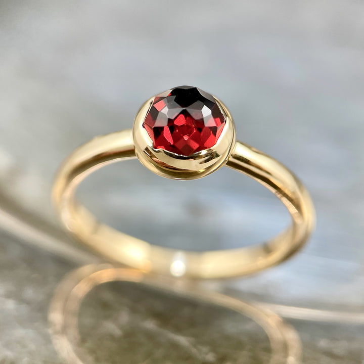 Rose Cut Garnet Bezel Ring