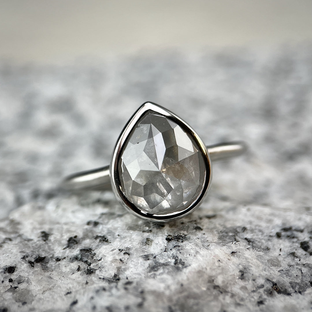 Rose Cut Pear-Shaped Diamond Ring R729 - SOLD