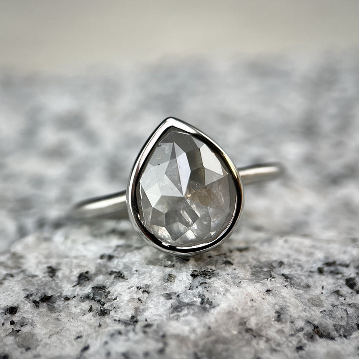 Rose Cut Pear-Shaped Diamond Ring R729 - SOLD