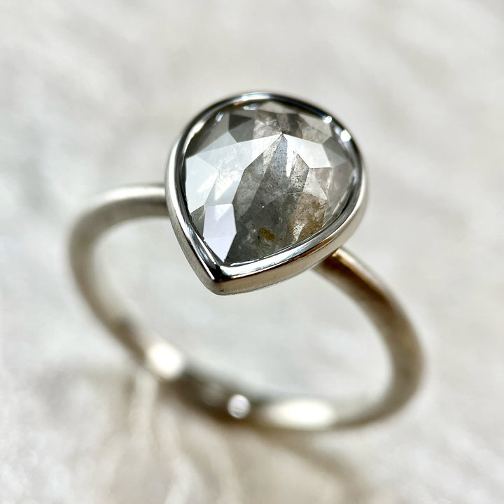Rose Cut Pear-Shaped Diamond Ring R729 - SOLD