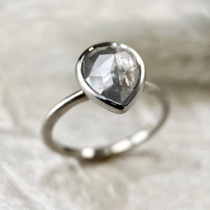 Rose Cut Pear-Shaped Diamond Ring R729 - SOLD