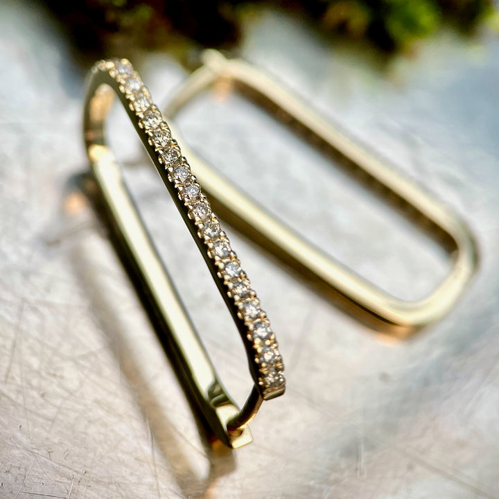 14K Yellow Gold Diamond Hoop Earrings - SOLD but made to order