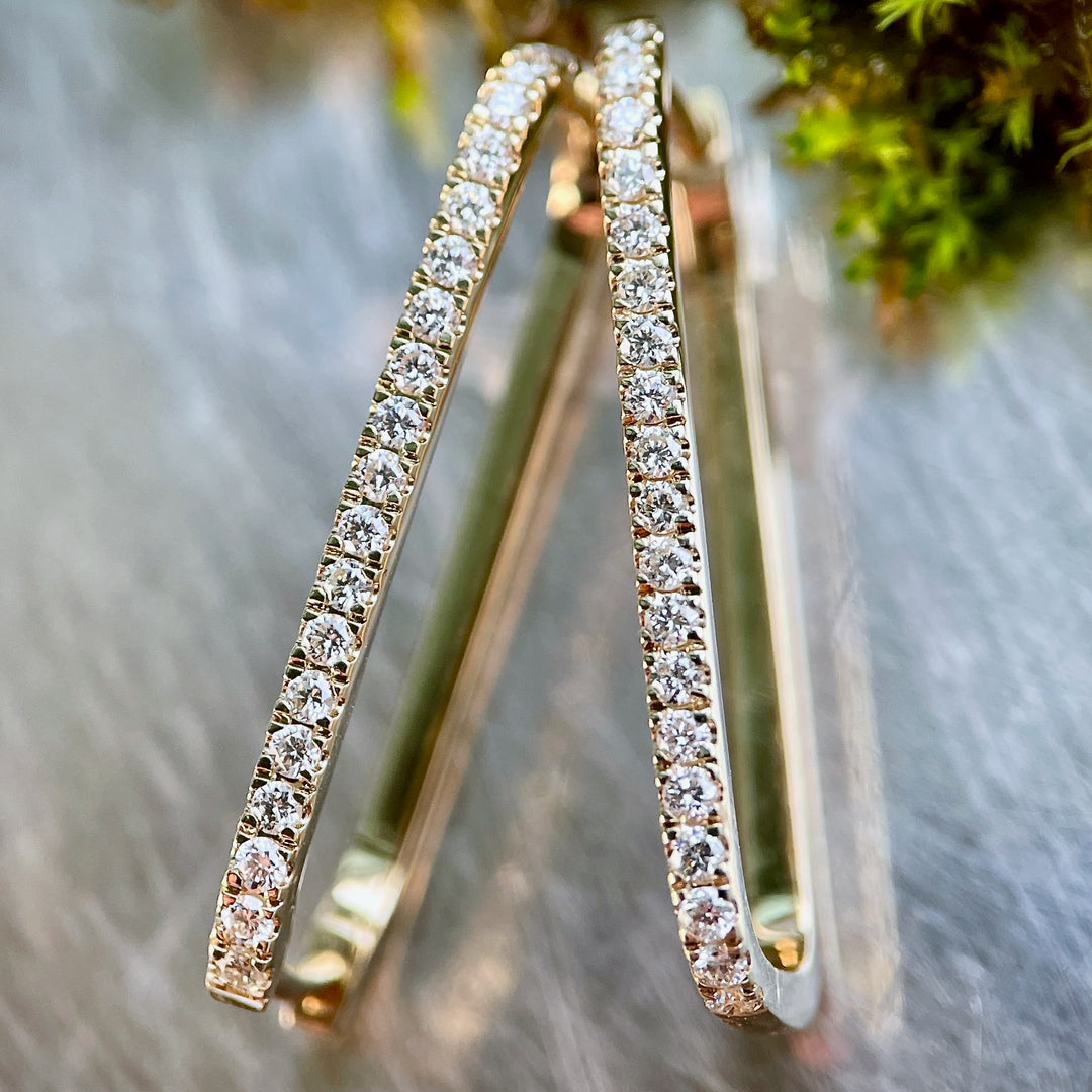 14K Yellow Gold Diamond Hoop Earrings - SOLD but made to order
