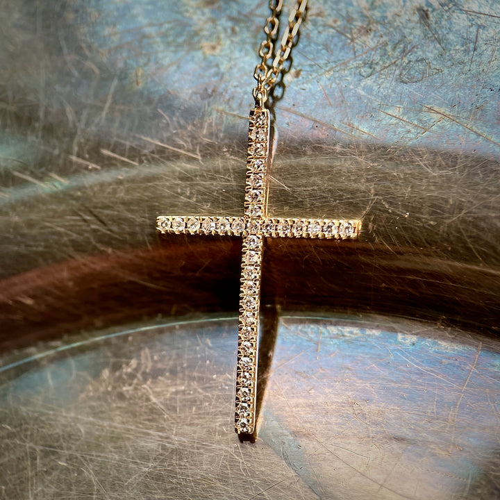 Yellow Gold Pave Diamond Cross Pendant (Copy)