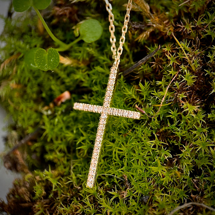 Yellow Gold Pave Diamond Cross Pendant (Copy)