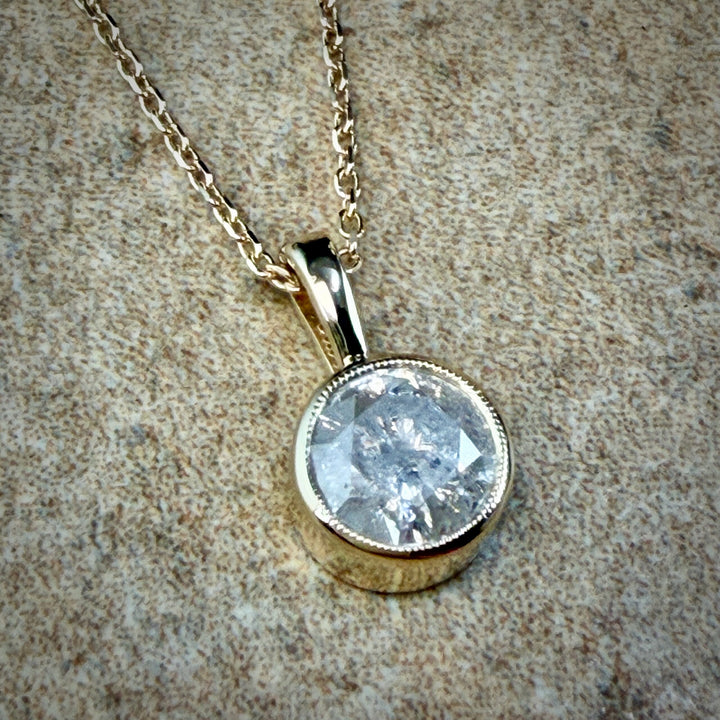 Diamond Bezel Pendant in Yellow Gold