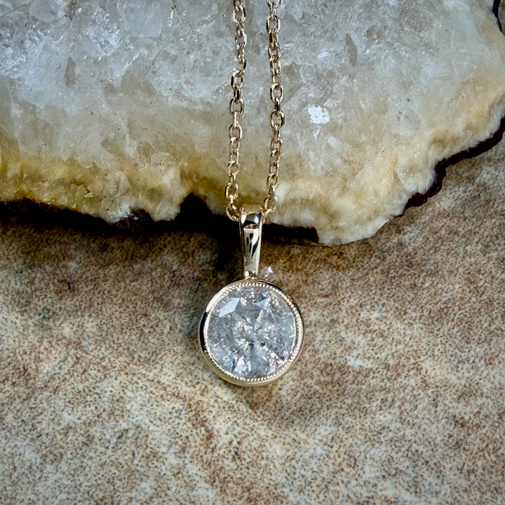 Diamond Bezel Pendant in Yellow Gold