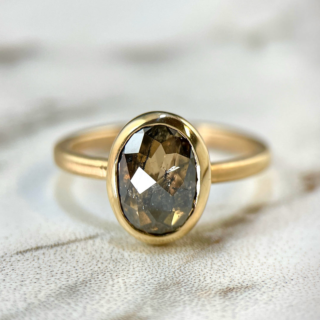Rose Cut Black Diamond Oval Ring-SOLD