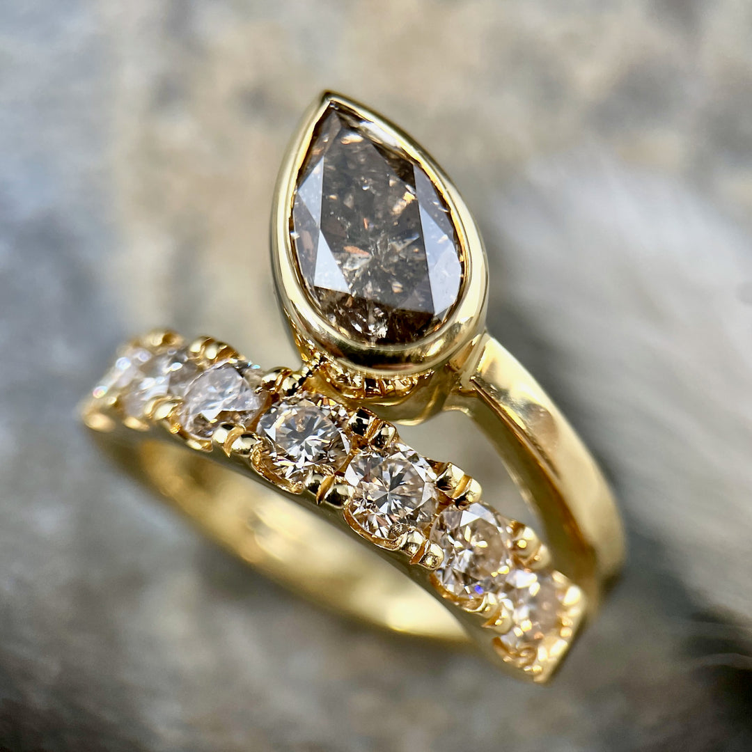 Pear  Diamond By-pass Ring -SOLD