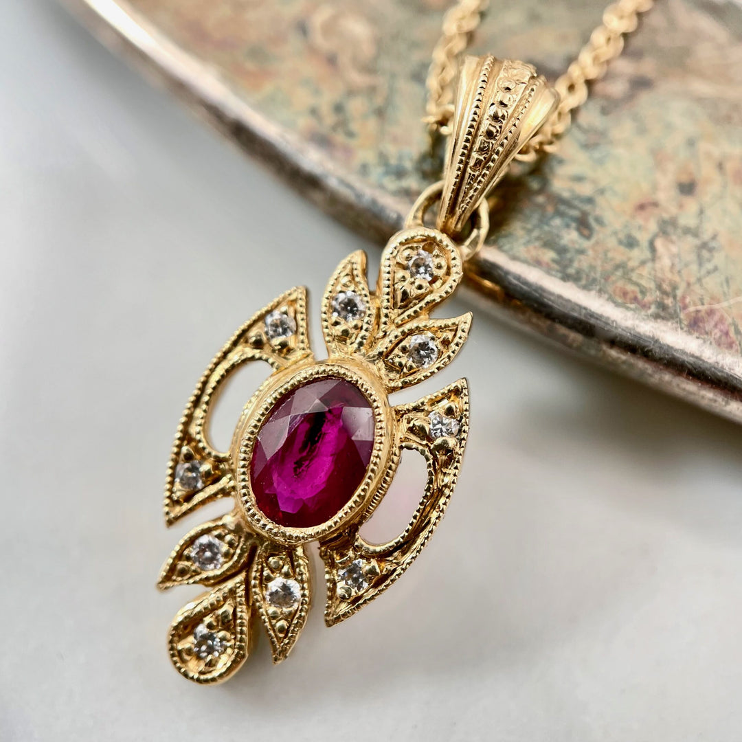 Vintage Inspired Ruby Necklace- SOLD