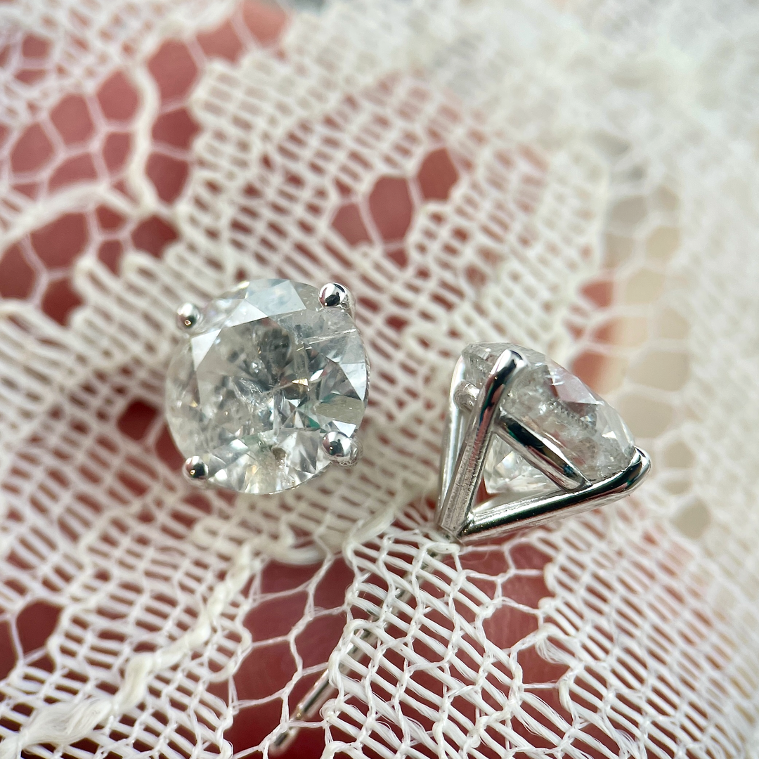 Martini Style Diamond Stud Earrings