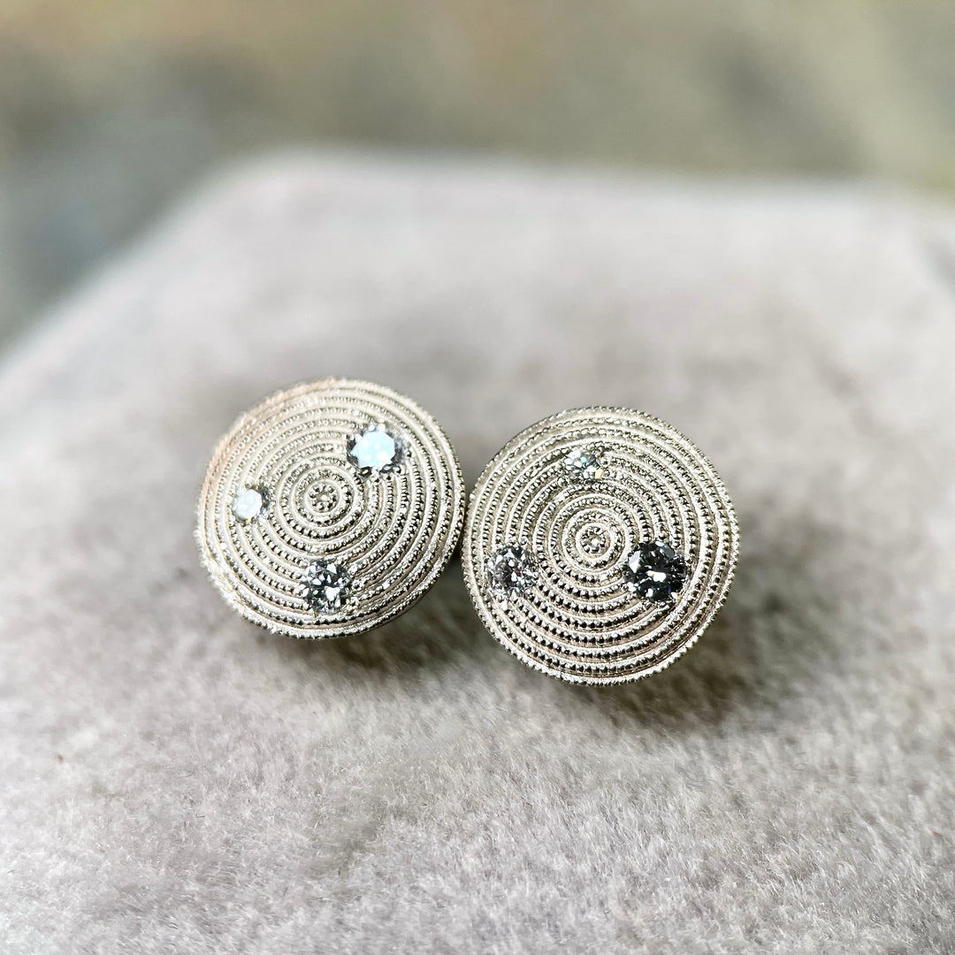 White Gold Disc Stud Earrings- SOLD