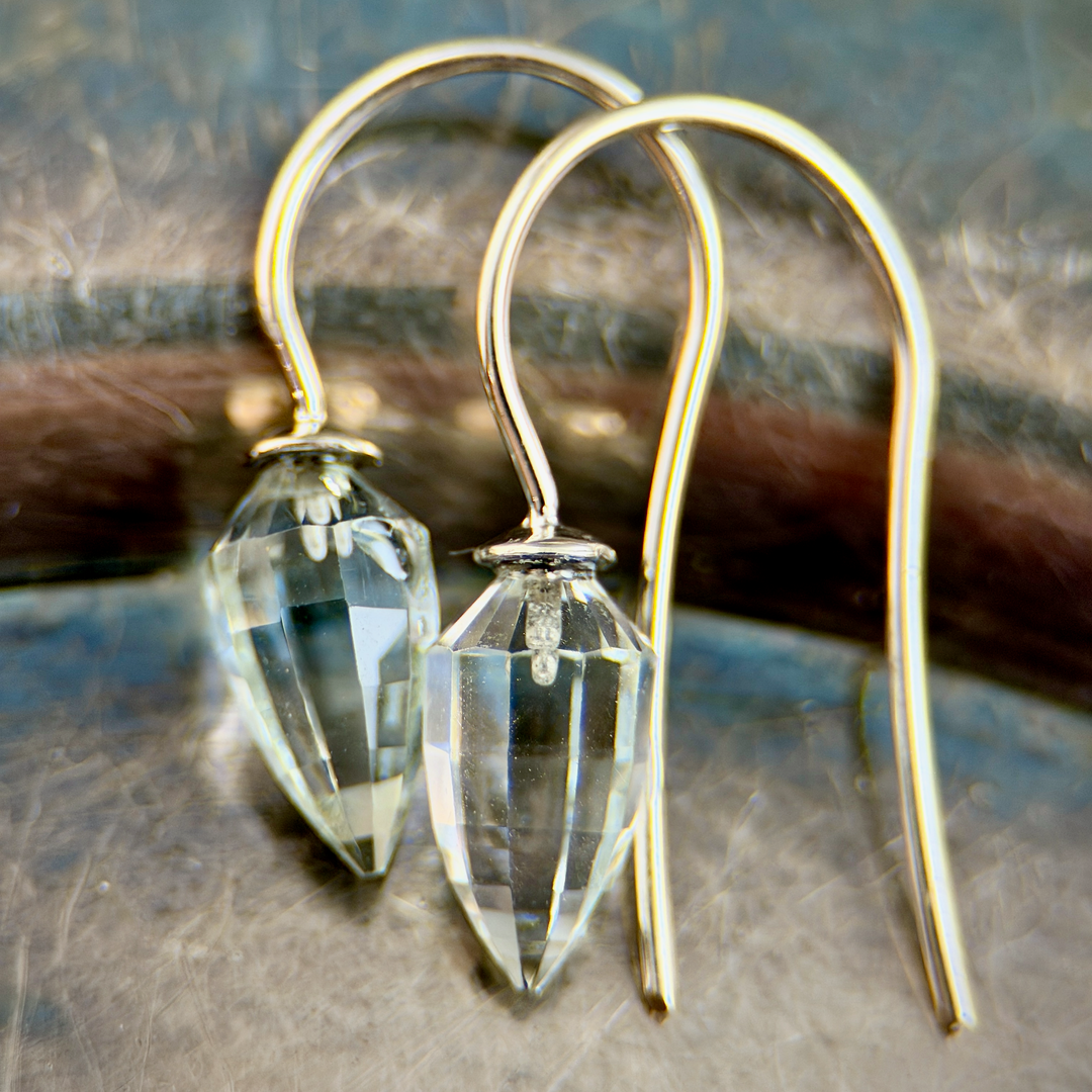 Acorn Shaped Green Beryl Drop Earrings