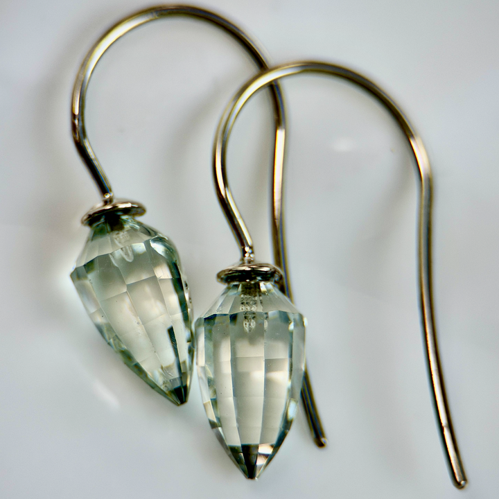 Acorn Shaped Green Beryl Drop Earrings