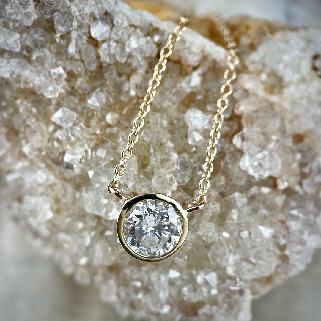 Diamond Bezel Necklace Pendant- SOLD - Can be made to order