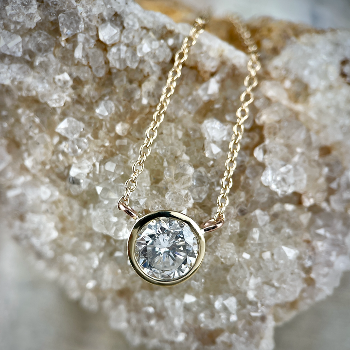 Diamond Bezel Necklace Pendant- SOLD - Can be made to order