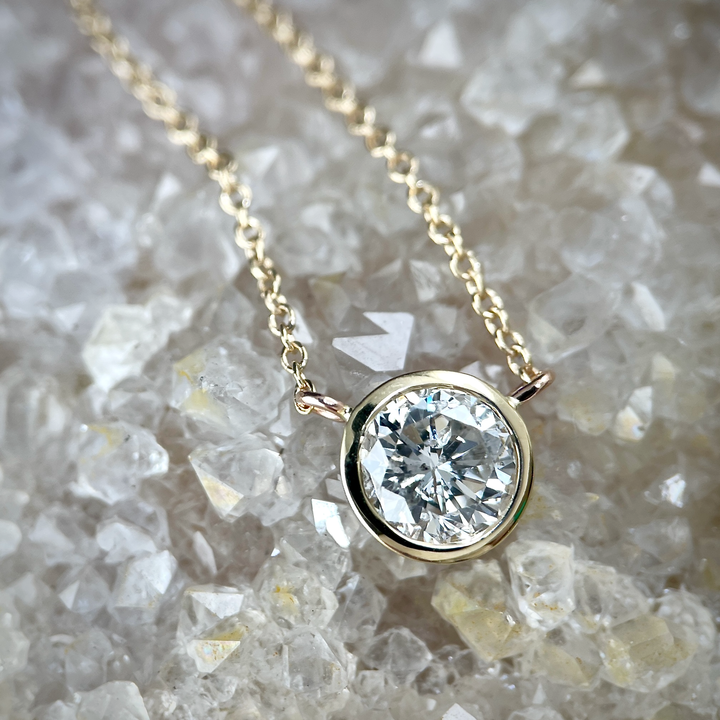Diamond Bezel Necklace Pendant- SOLD - Can be made to order