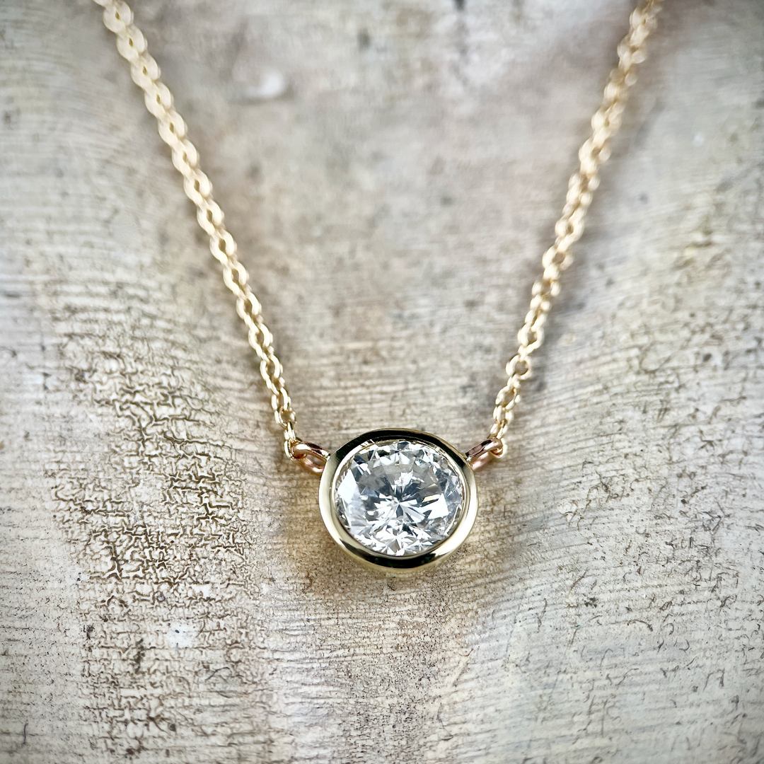 Diamond Bezel Necklace Pendant- SOLD - Can be made to order