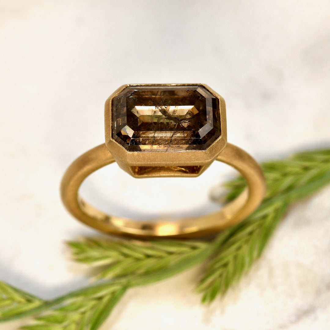 Cognac Diamond Bezel Ring - R747 image 0