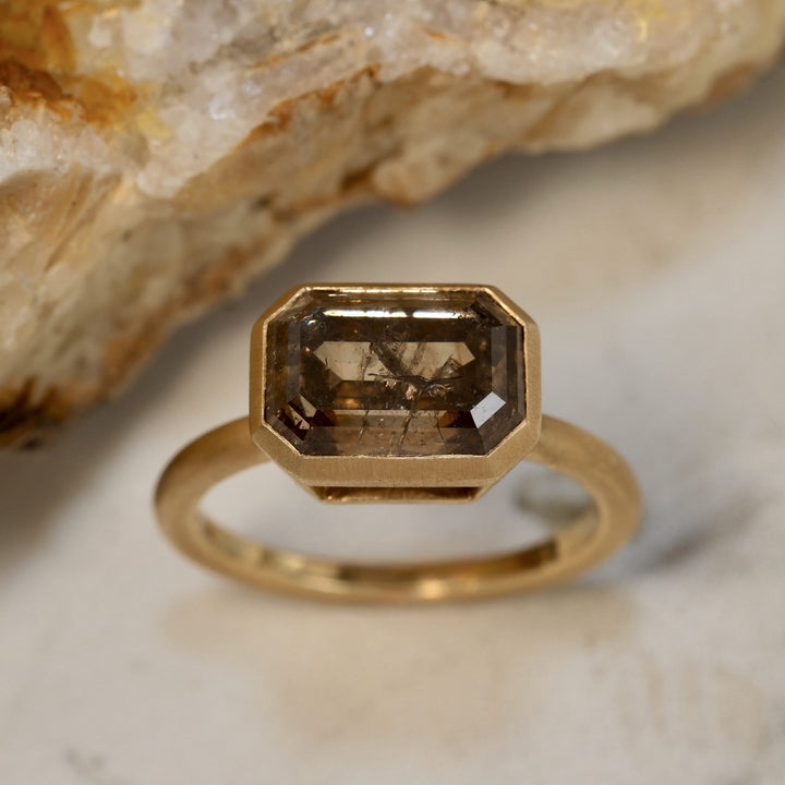 Cognac Diamond Bezel Ring - R747 image 2