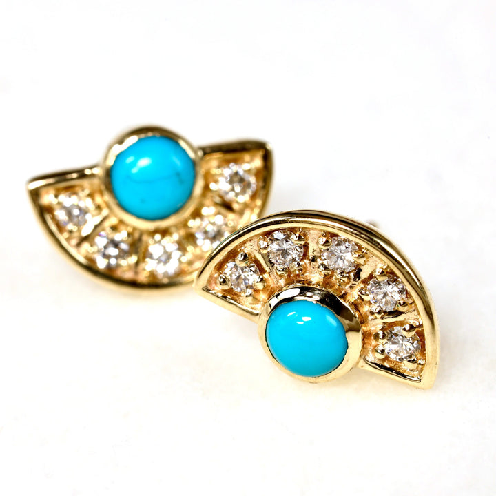 Turquoise Fan Stud Earrings image 1