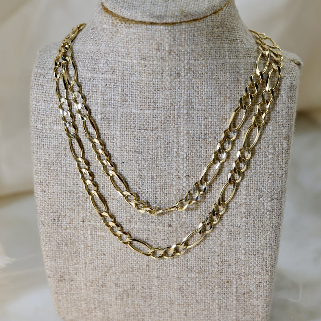 20" Figaro Chain 10K Yellow Gold
